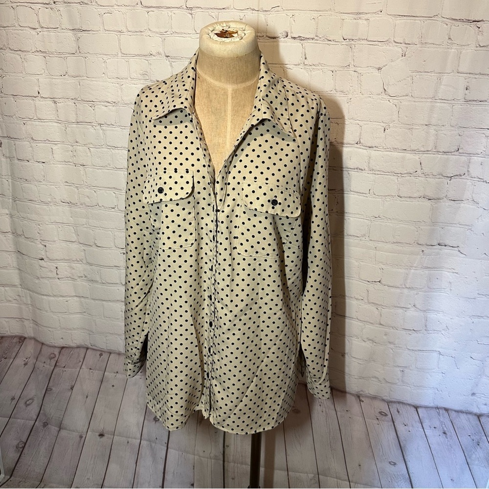 Polka Dot light academia Button-Up collared Shirt size‎ xl